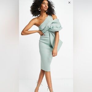 New - with tag! Shoulder tuck midi pencil dress in frosted sage